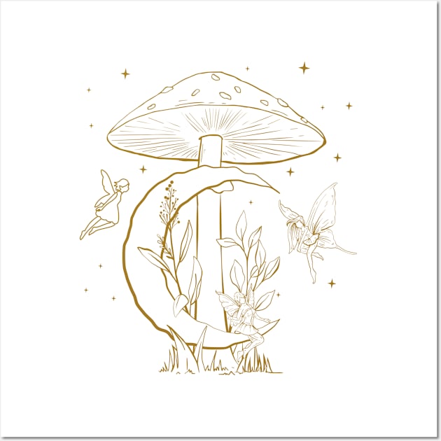 Fairycore Aesthetic Fairy Mushroom Moon Fairies Wall Art by Alex21